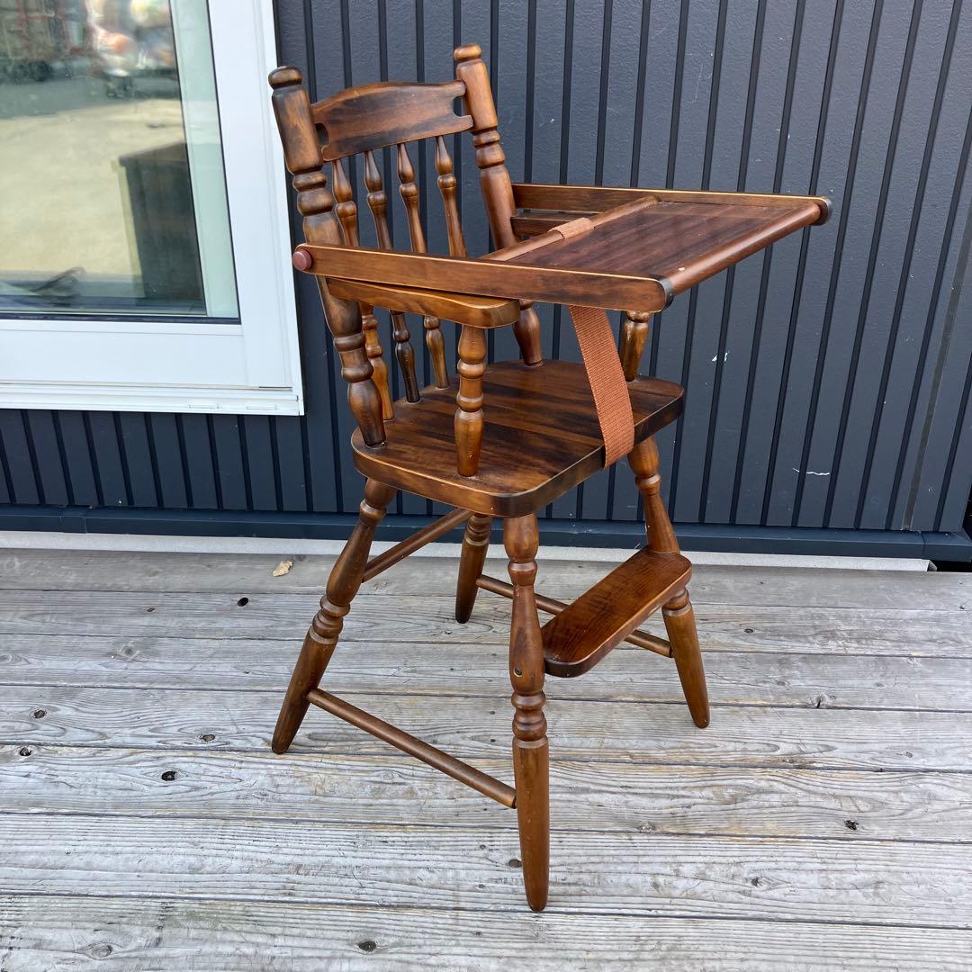 昭和レトロ 飛騨家具 ヒダダイネット 木製 テーブル付きハイチェア