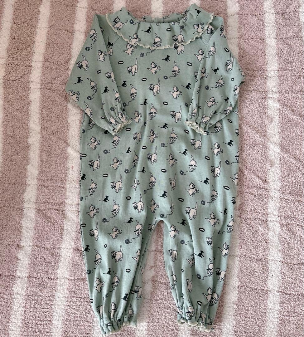 misha&puff pierrot onesie sage 猫 0-3m - メルカリ