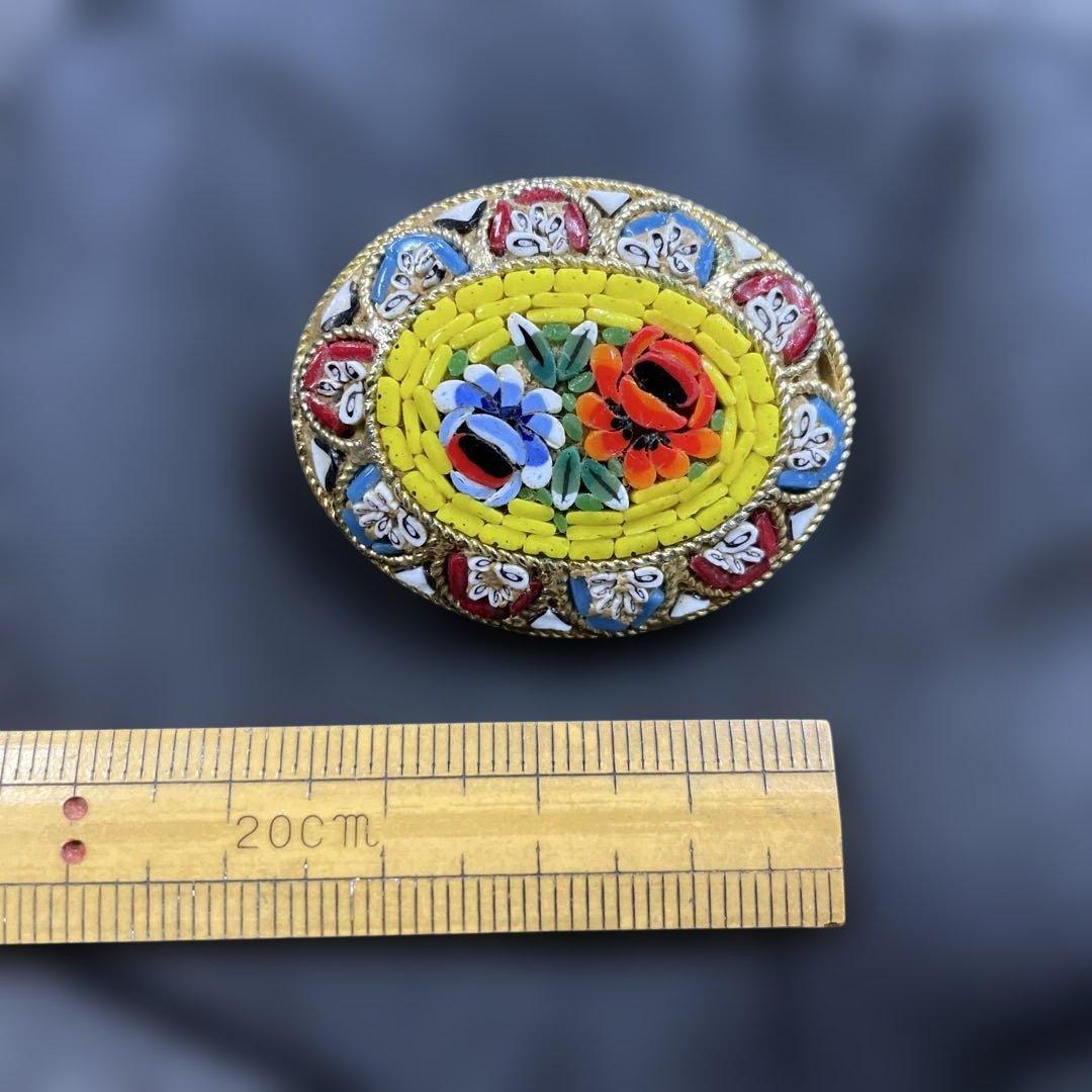 イタリアヴィンテージ マイクロモザイクブローチ Italyマーブル