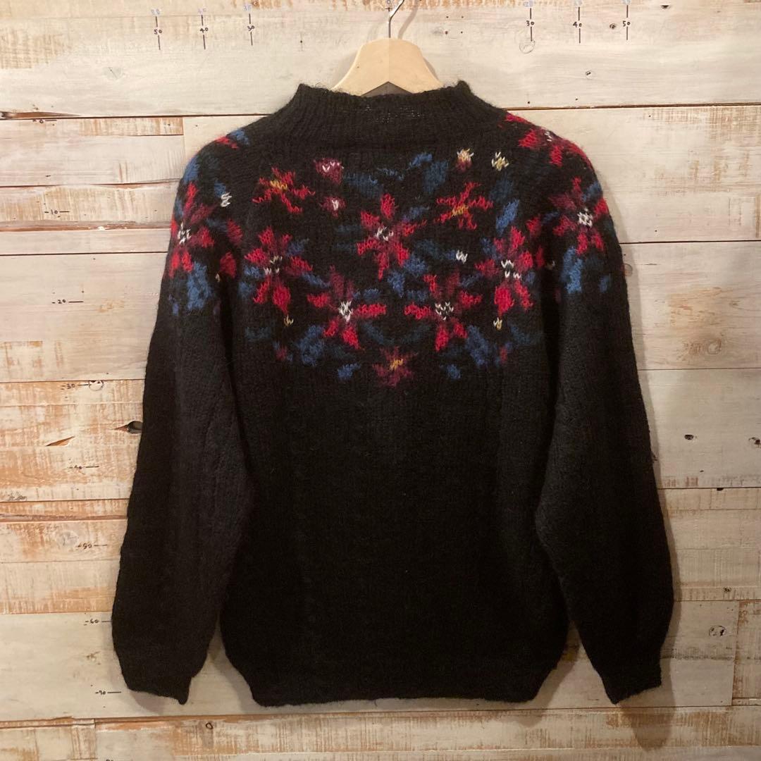 80s L.L.Bean モヘア混 花柄 ノルディック ニット ビンテージ