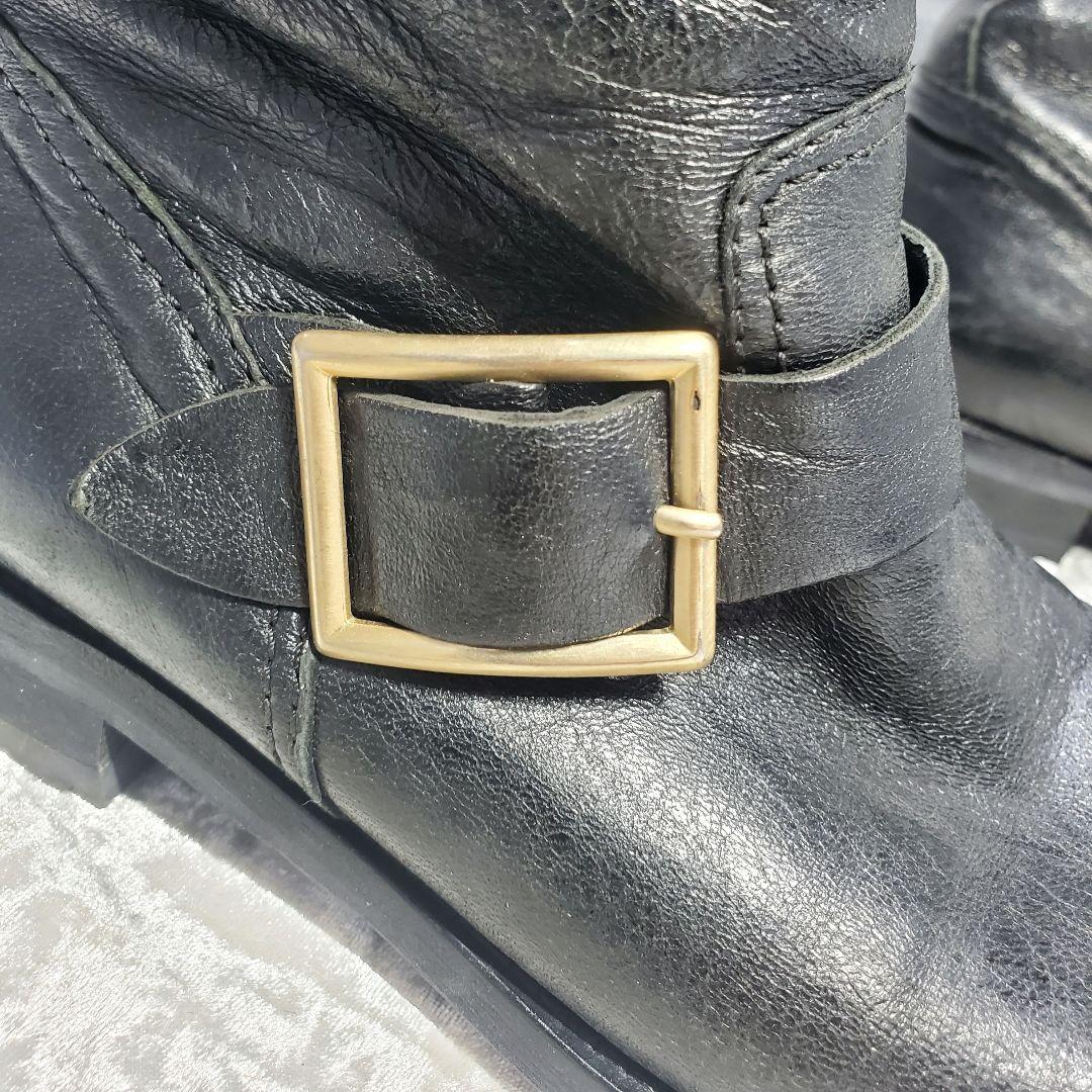 JIMMY CHOO 25.5cm バイカーブーツ 黒 レザー 38.5