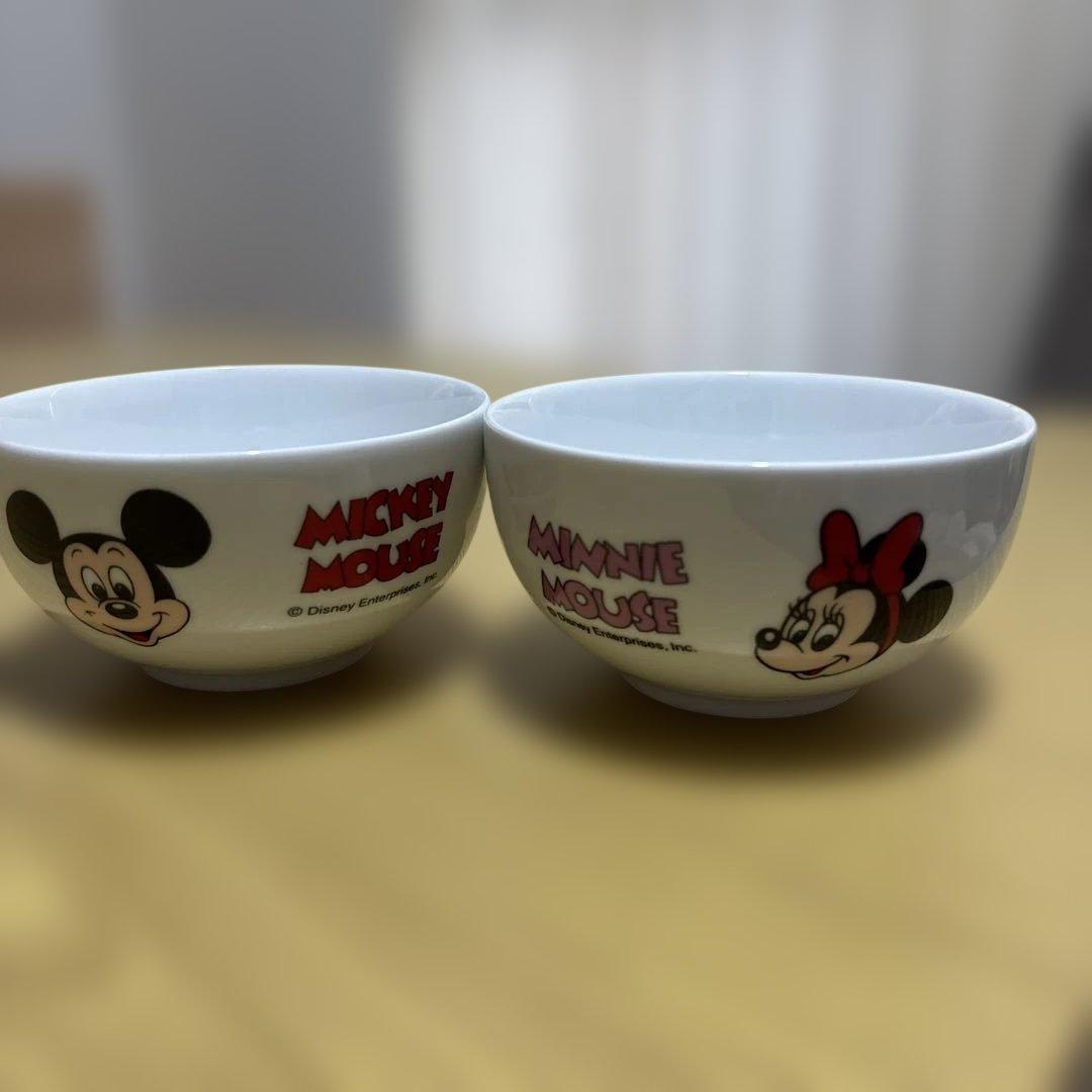 レトロ ミッキー＆ミニーの子供茶碗 Sango 三郷陶器 日本製 DISNEY