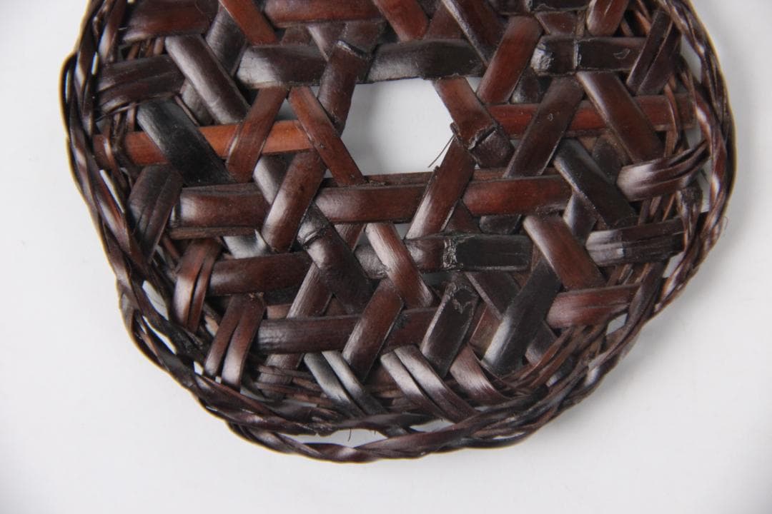 日本茶道具 鈴木 正々斎 造 竹編 亀甲 煎茶敷 幅8.5cm 共箱