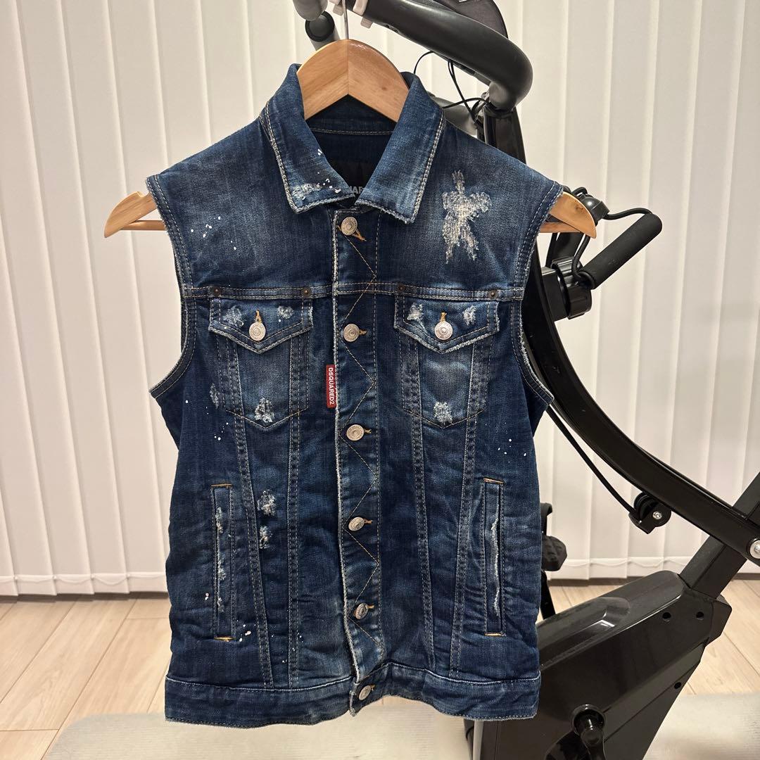 DSQUARED2 デニムブルー ノースリーブベスト 44 楽天市場】ディースクエアード（ベスト・ジレ｜トップス）：メンズ