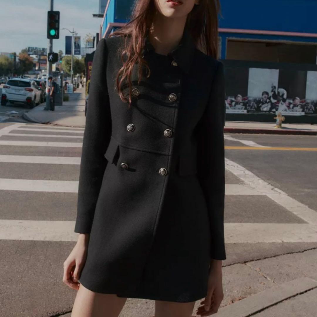 3/3 まで ZARA ウール混紡ショート丈ダブルブレストコート 人気 完売品
