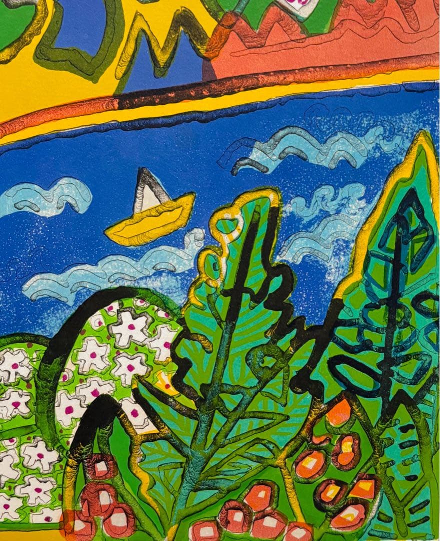 真作】 片岡球子 版画 限定100部 リトグラフ 本人サイン 赤富士 生前作