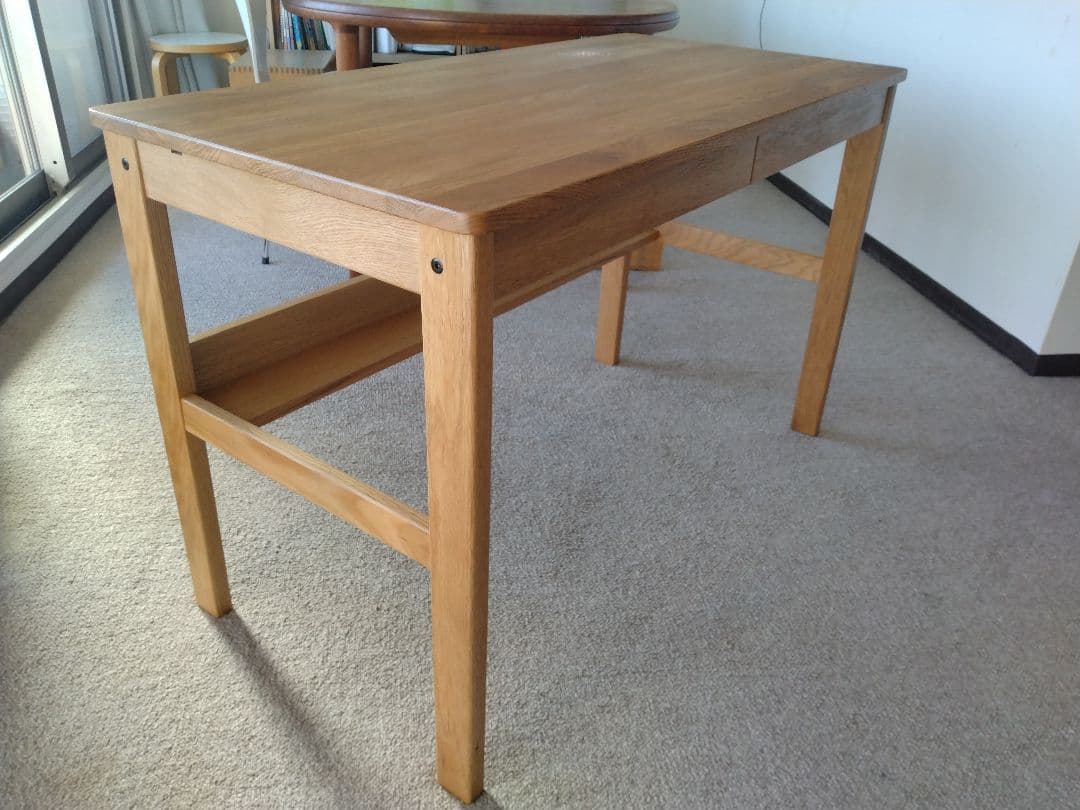 totoro様専用】MUJI/無印良品 オーク無垢材デスク110cm引出足元棚