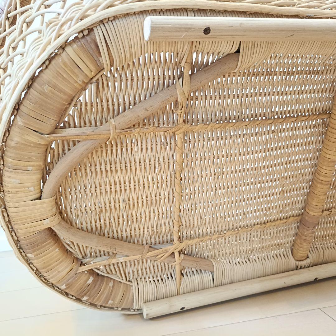 籐 ラタン ベビーベット ゆりかご クーファン キャスター付 - メルカリ