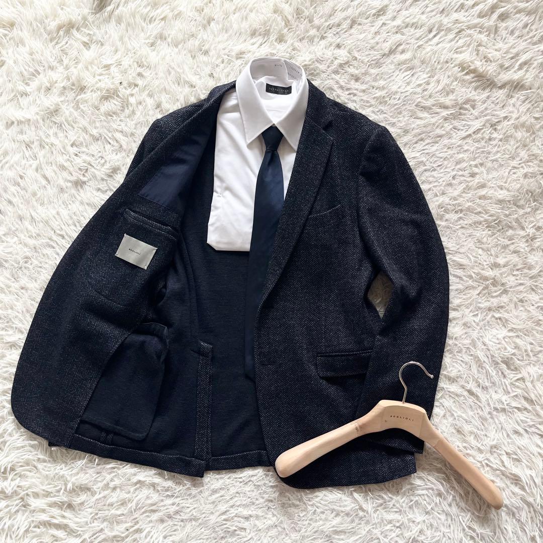 <美品>BOGLIOLI ネイビー ウール ジャケット サイズ48 中古・古着通販】BOGLIOLI (ボリオリ) リネンテーラードジャケット