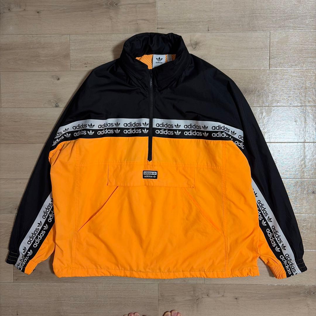 adidas アディダス ハーフジップ ナイロンジャケット アノラック XL