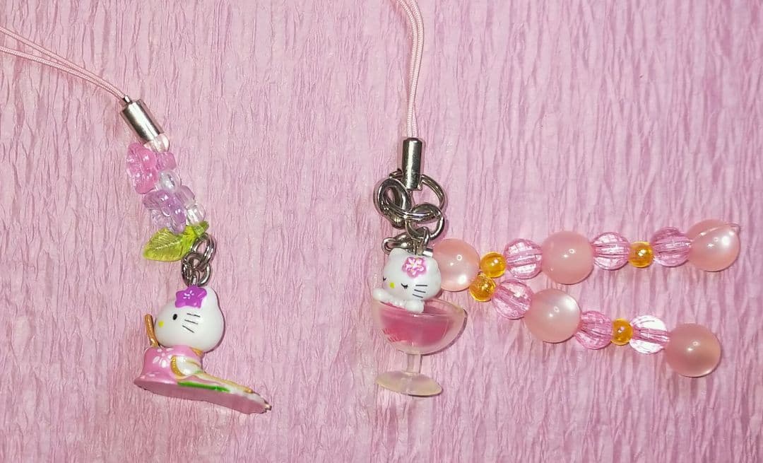 希少】ご当地キティ 根付 ストラップ 2点セット 成田限定 桜 十二単