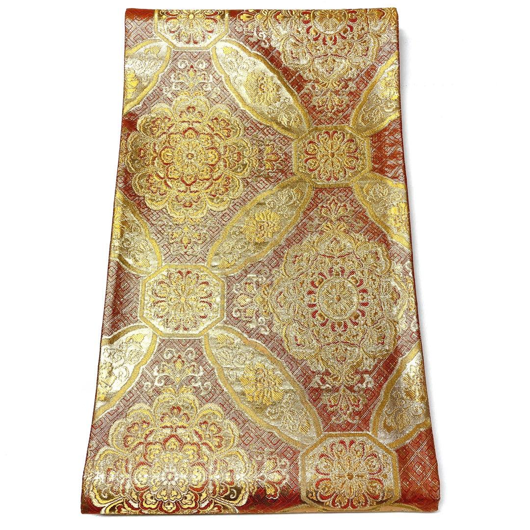 A1813 ○高級 正絹 六通 袋帯 華文 花文 七宝 - メルカリ