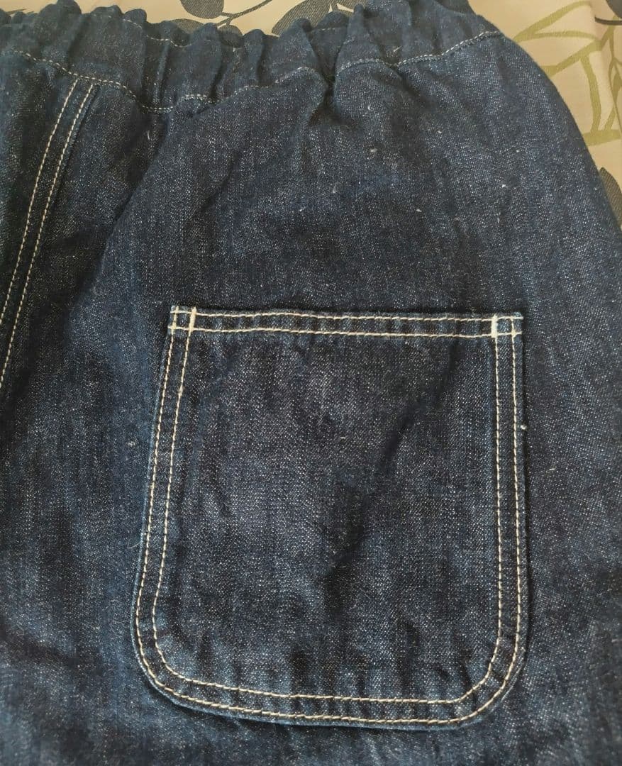 tumugu: ツムグ 綿麻混デニム8分丈パンツ ゆったりシルエット