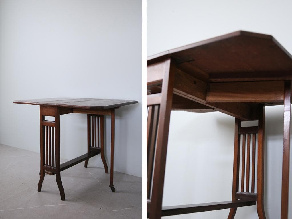 英国アンティーク木製ゲートレッグテーブル/ダイニング机/バタフライ