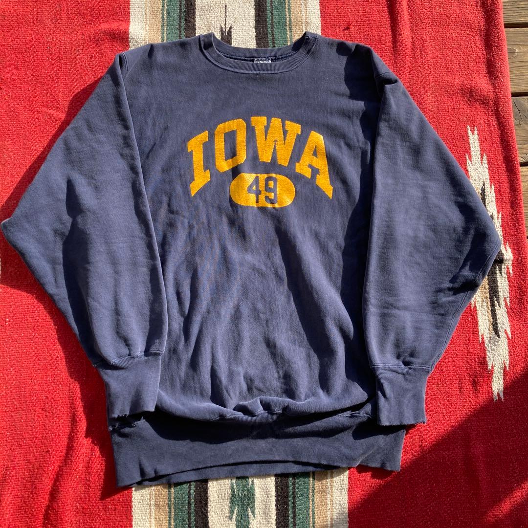 チャンピオン リバースウィーブ 90sアメリカ製 iowa カプセル ネイビー