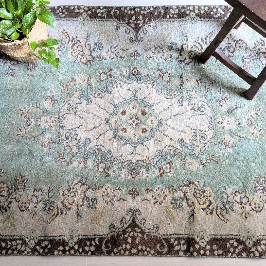 116×219 メダリオングリーン　トルコヴィンテージラグ 楽天市場】オーバーダイド ヴィンテージラグ グリーン 299×196cm