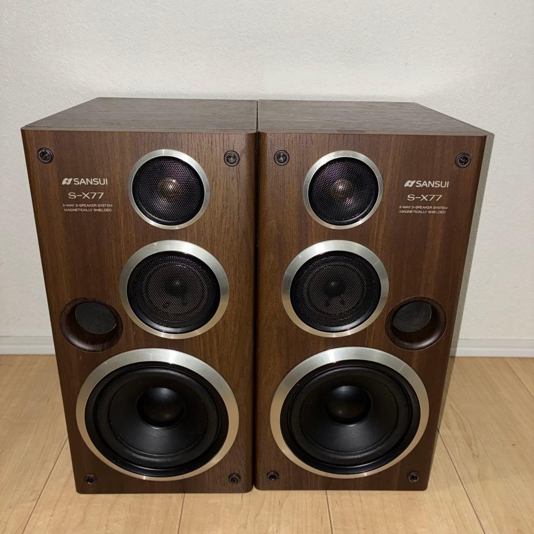 いい音SANSUI S-X77 3ウェイスピーカー　動作ok 動作良好】SANSUI S-X77 ペア 3Way スピーカー 美品 木製の通販 by