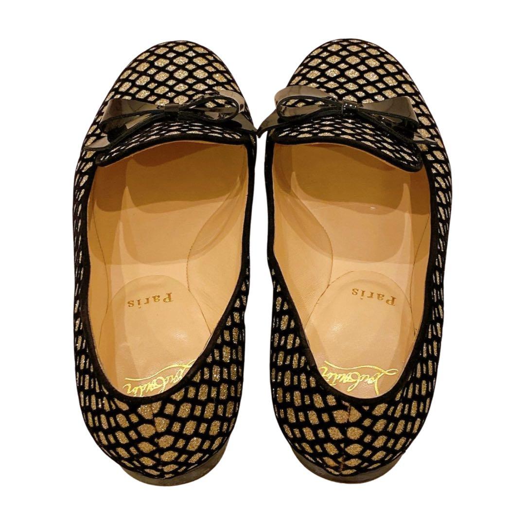 Christian ルブタン オペラ フラット グリッター シューズ 37