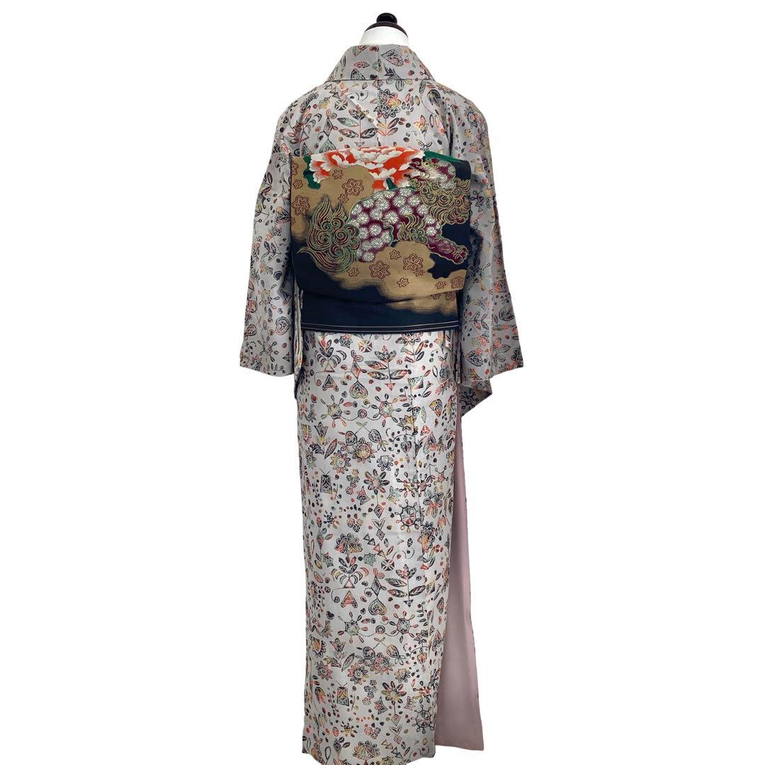 身丈162 セミアンティーク お召 着物 NO6 - メルカリ