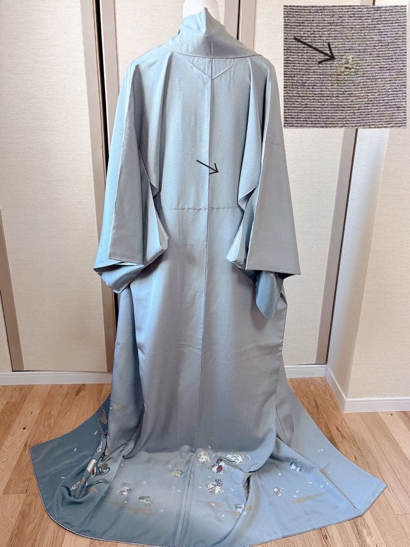 極美品 正絹 訪問着 フルセット 裄68 卒業式 入学式 結婚式 袋帯 青 緑