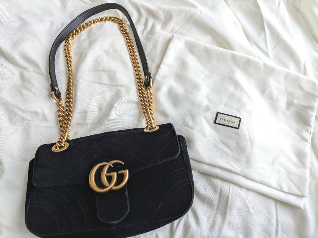 グッチ マーモント ベルベット ショルダーバッグ - メルカリ