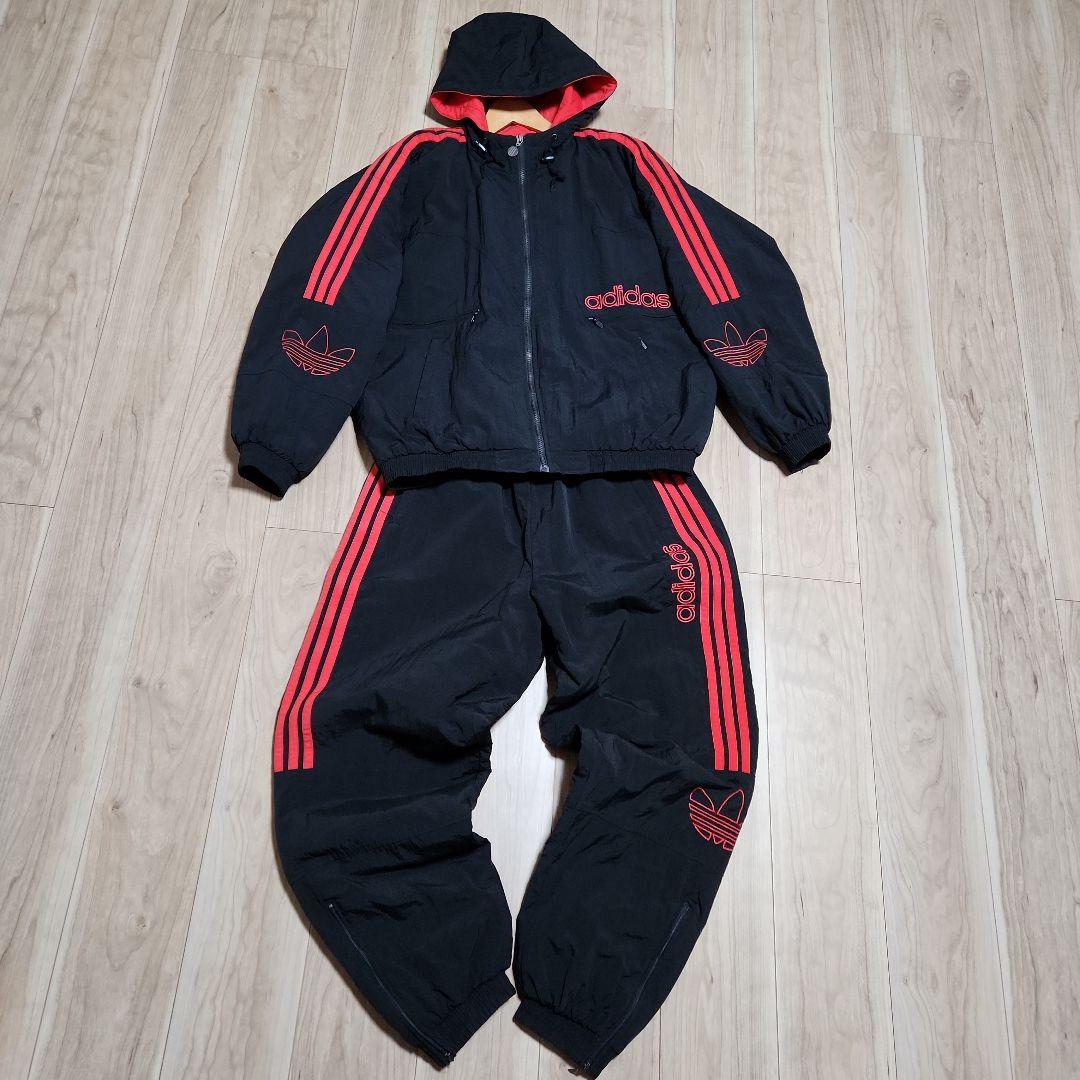 adidas アディダス 珍しいナイロンセットアップ キルティングライナー