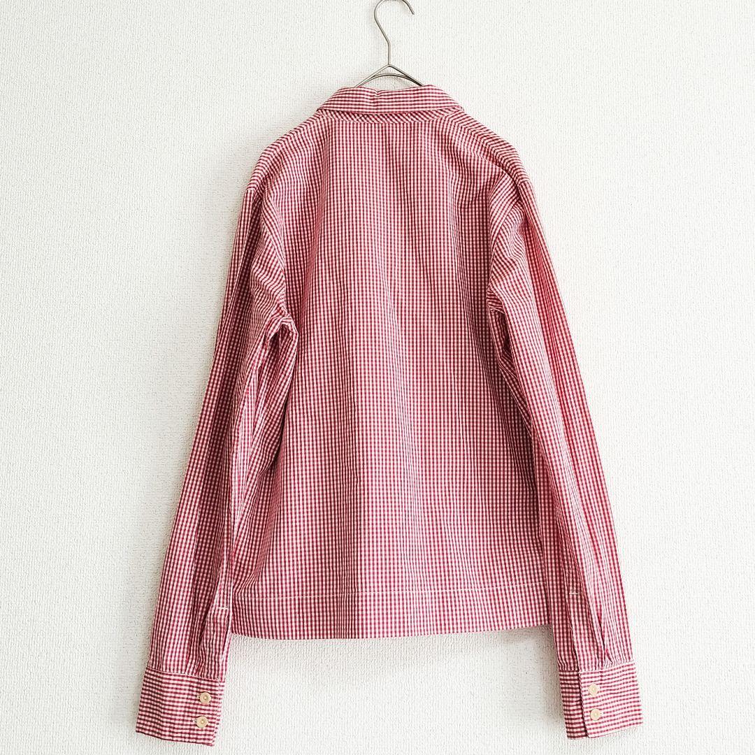 美品 45rpm ギンガムチェック タックスキッパーブラウス コットン 3 赤