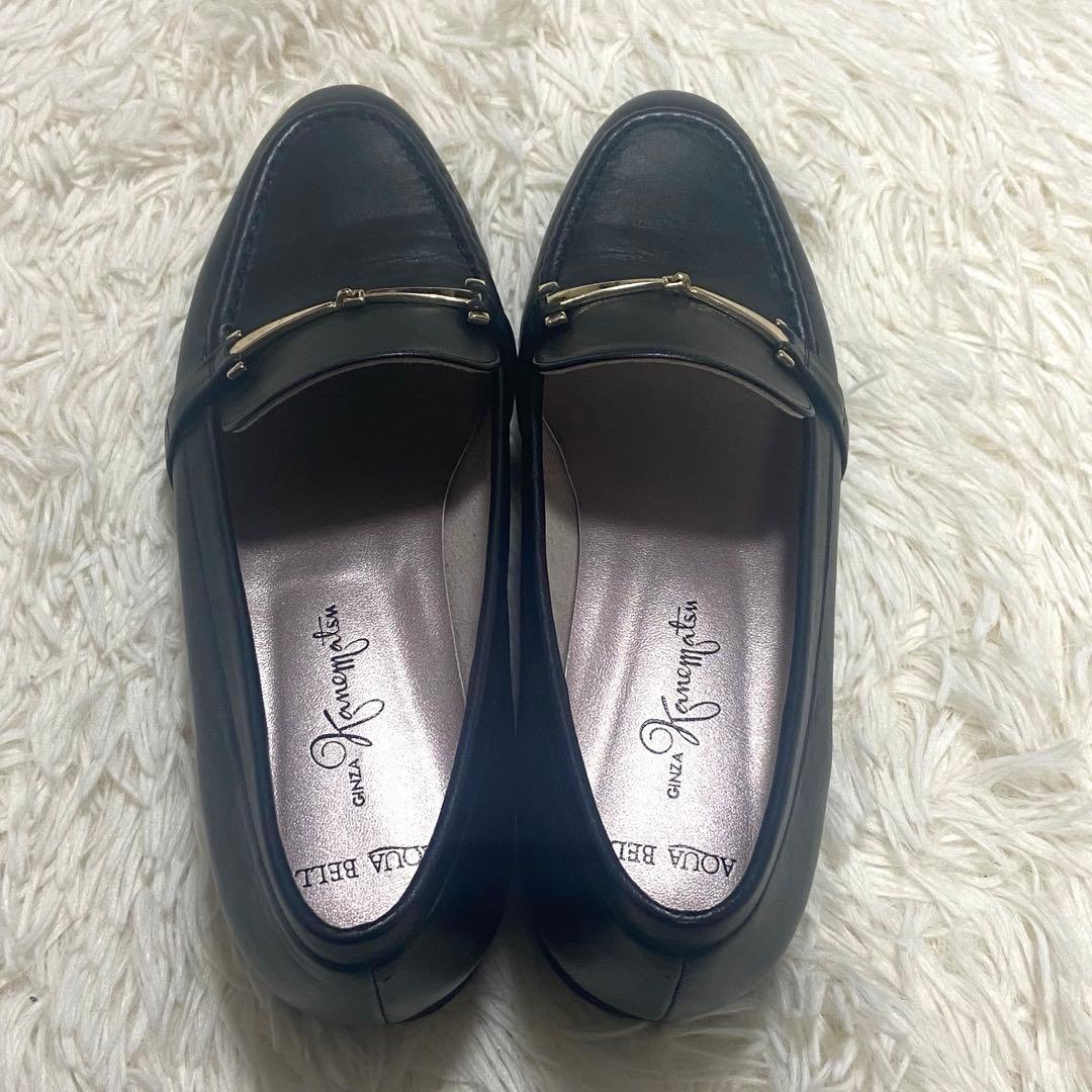 美品】銀座かねまつ ローファー 23.5cm 黒 バックル AQUA BELL - メルカリ