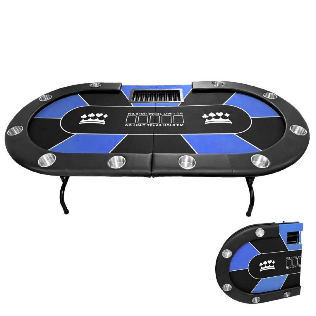 ポーカーテーブル 折りたたみ 10人対応 家庭用 ドリンクホルダー付きトランプ shimabukuroshop_pokertable