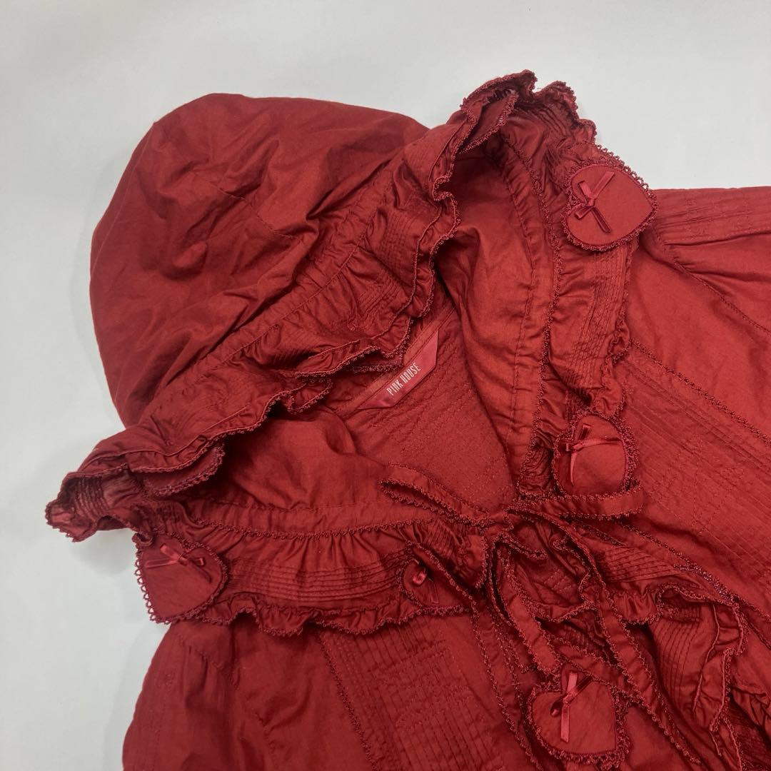 ピンクハウス 赤 ハートパッチワーク使い オーバーブラウス - メルカリ