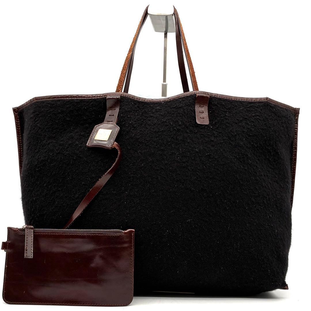 激レア・正規品 フェンディ カシミヤ トートバッグ ズッカ FF ポーチ付