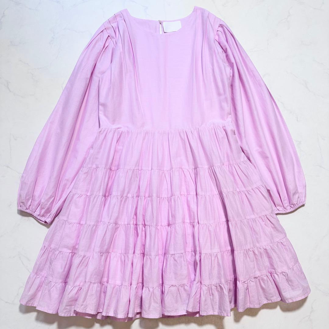 23SS✨マーレット ARBOR ティアードワンピ ピマコットン ピンク XS