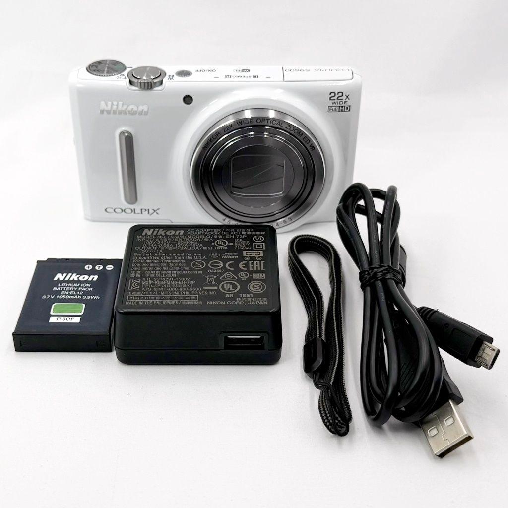 【美品】ニコン COOLPIX S9600 ホワイト コンデジ カメラ 中古 Nikon Coolpix S9600 Point & Shoot compact digital camera - White