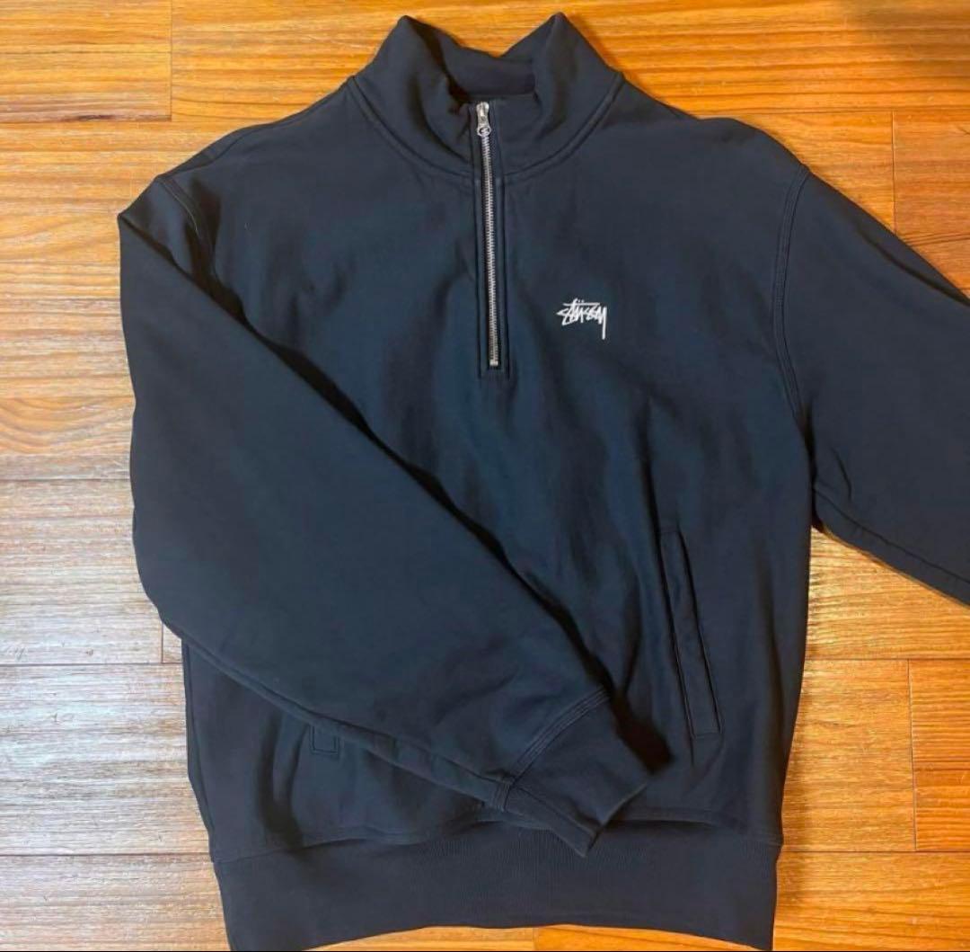 Stussy ハーフジップ スウェット 黒Mサイズ STUSSY(ステューシー) / ハーフジップ/スウェット/M/コットン/ブラック