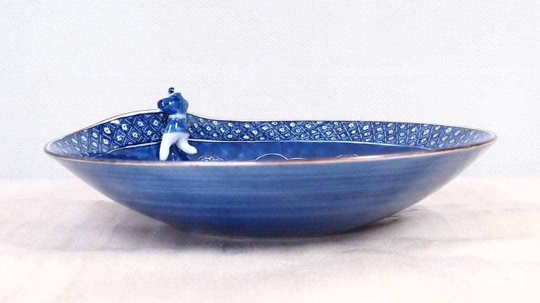 未使用】京焼/清水焼 平安徳泉造 祥瑞 染付一閑人 盛鉢 盛