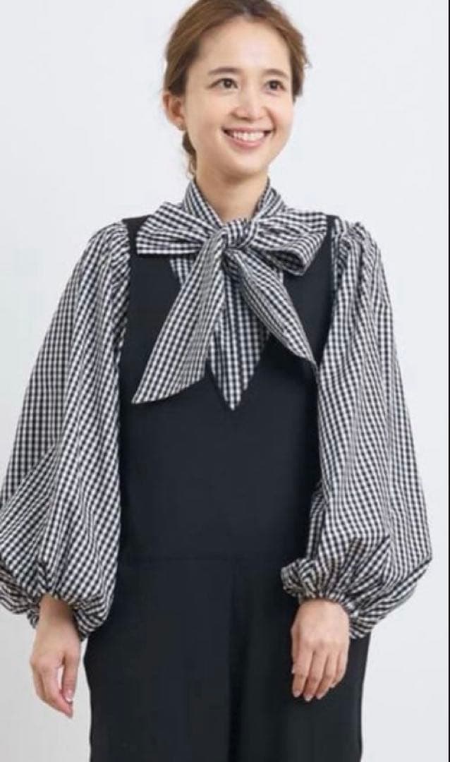 yori リボン ブラウス ギンガムチェック 36 drawer blamink - メルカリ