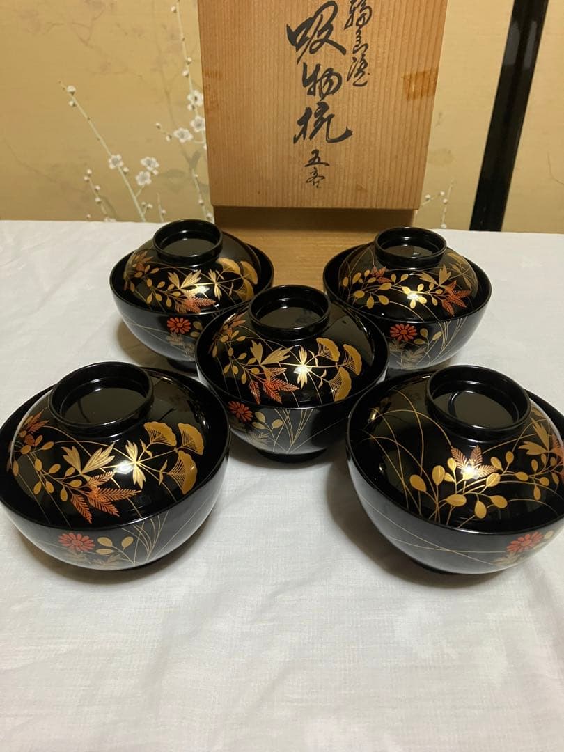 美品 輪島塗り 吸物碗 5客セット 箱付 - メルカリ