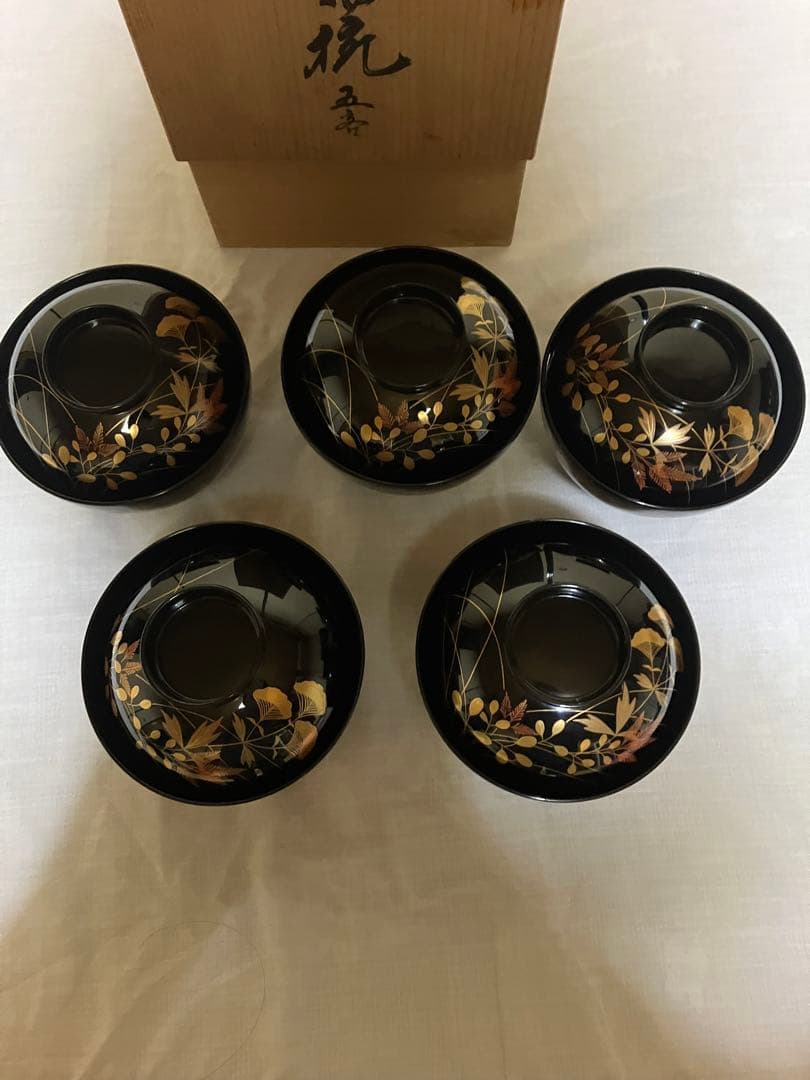 美品 輪島塗り 吸物碗 5客セット 箱付 - メルカリ