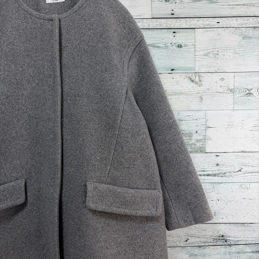 イエナ IENA オーバーシルエットウールコート Aライン グレー 比翼