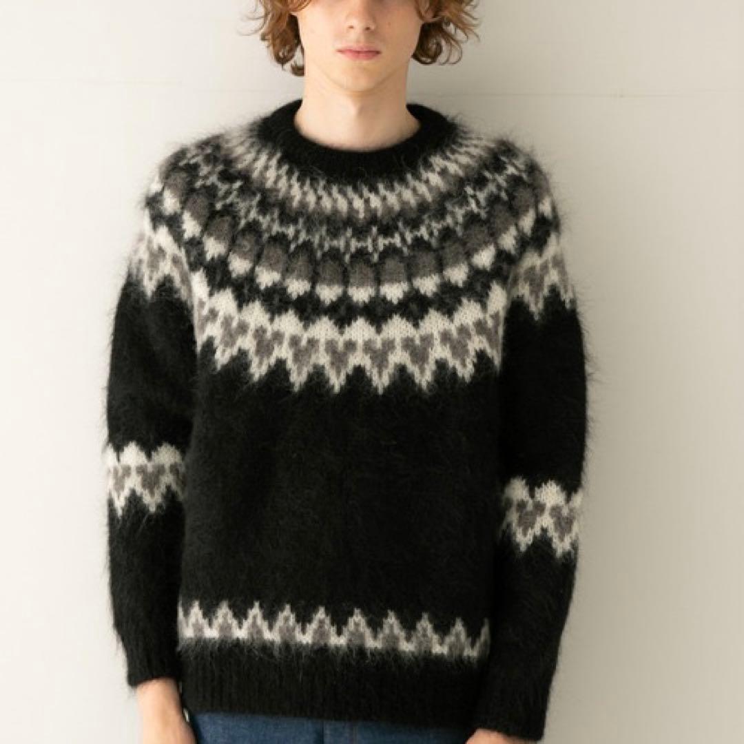 BATONER バトナー ノルディック ニット セーター モヘア ブラック BATONER,モヘアノルディックセーター。今年の冬にも彩りを。 | andPheb
