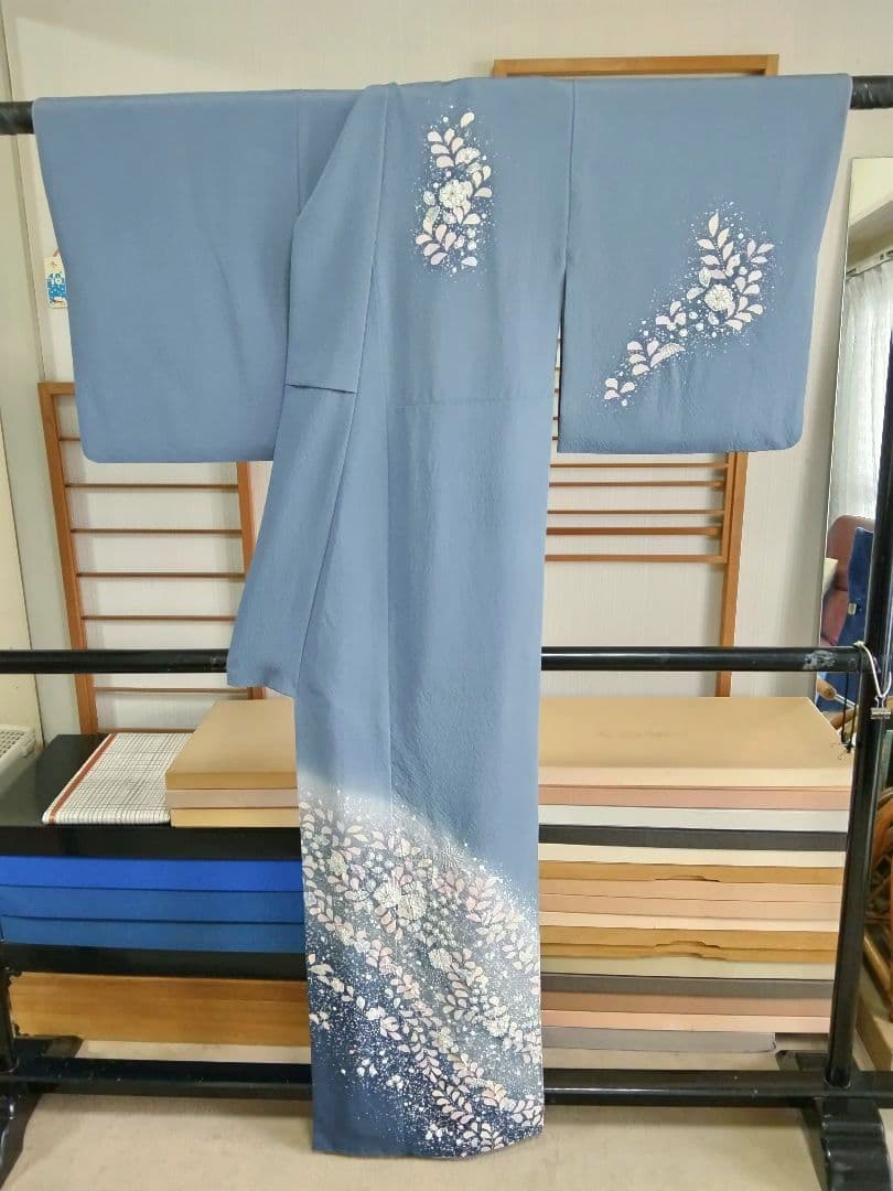 F‐310 付け下げ 友禅染め 辻ヶ花 袷 染め分け 暈し 翠山工房 美品