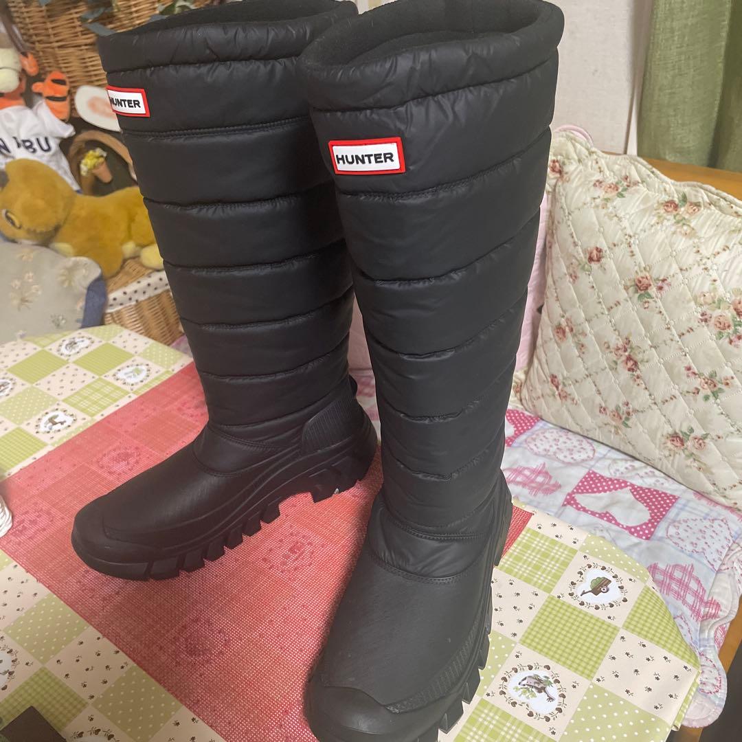 HUNTER ブラック ロングブーツ - 靴本物