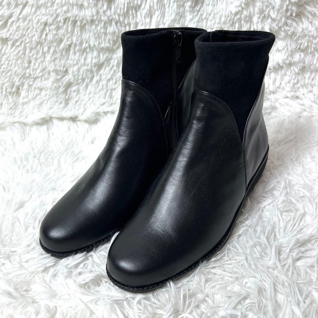 【未使用品】GINZA YOSHINOYA レザーショートブーツ 22.5cm