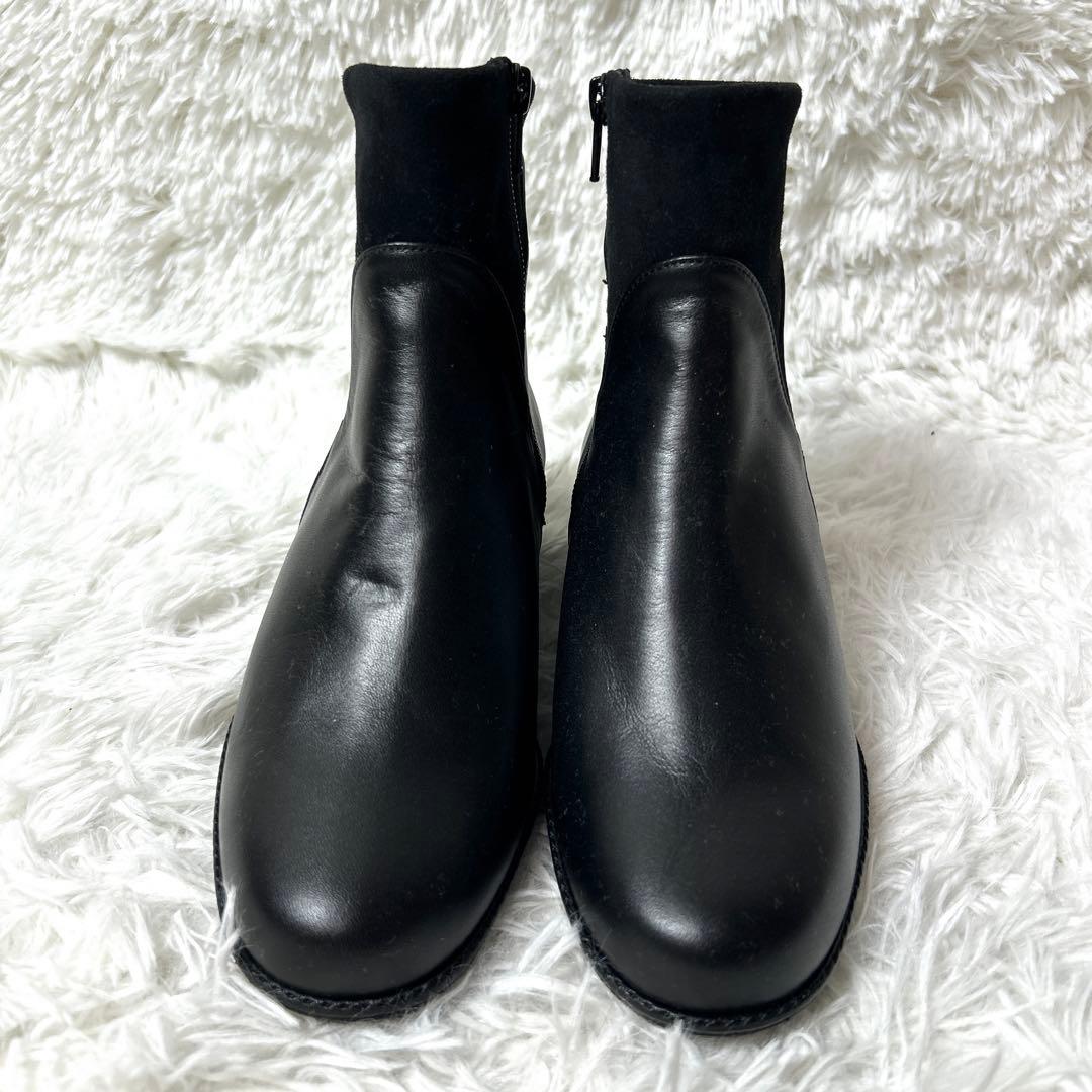 【未使用品】GINZA YOSHINOYA レザーショートブーツ 22.5cm