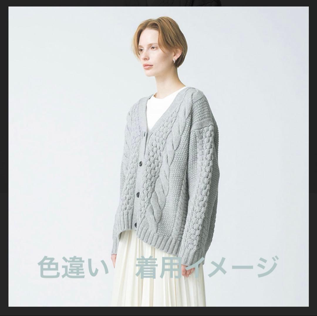 ebure エブール 2023AW ミドルゲージケーブルニット カーディガン