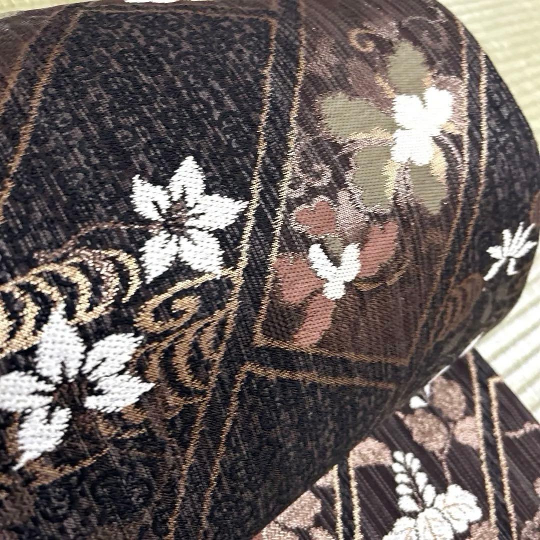 正絹　袋帯《短冊　小花》