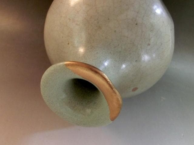 花瓶□李朝白磁貫入面取瓶 金継ぎ直し 花器 古玩 唐物 中国 時代物