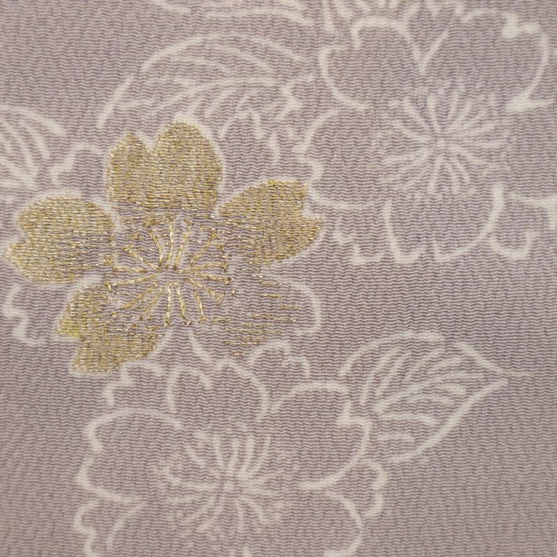 《特選◆訪問着■シンプル桜梅の花◆薄梅鼠色■ちりめん地◆袷正絹着物◆HC2-4》