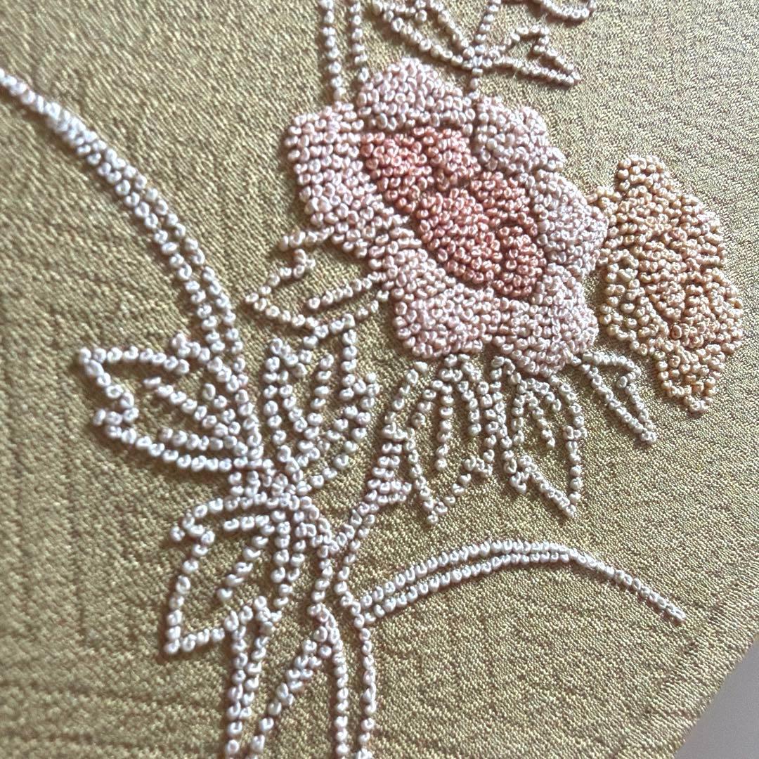 25 付け下げ訪問着フルセット 正絹 ベージュ 薄茶 総刺繍 相良刺繍 暈