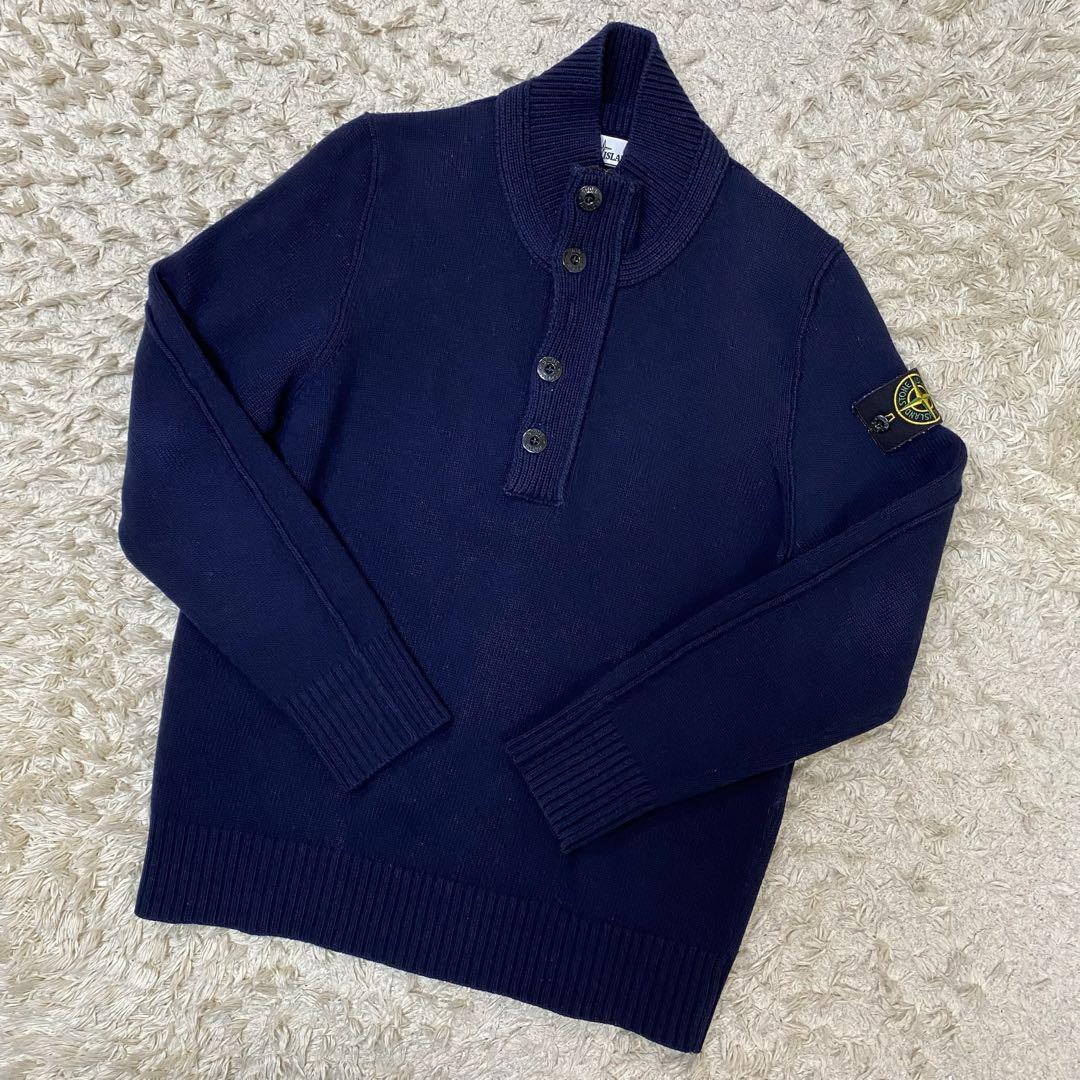 ストーンアイランド ハーフボタンニット セーター ネイビー M - メルカリ